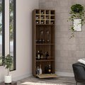 Tuhome Marsella Corner Bar Cabinet, Eight Built-in Wine Rack, Two Side Shelves, Mahogany/Aged Oak BGM7769
